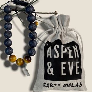 ASPEN & EVE unisex volcanic bead tigers eye braided slide bracelet BRAND-NEW